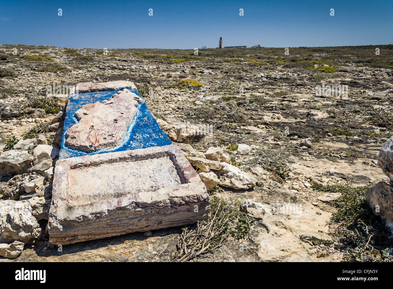 Die steinerne Stele von Cap Sainte Marie aus dem südlichen Punkt von Madagaskar Stockfoto