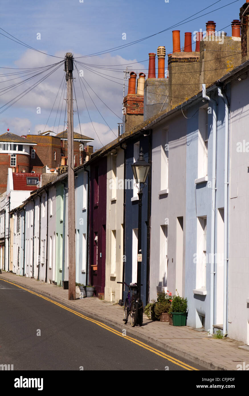 Bunte Häuser in Kemptown in Brighton Stockfoto