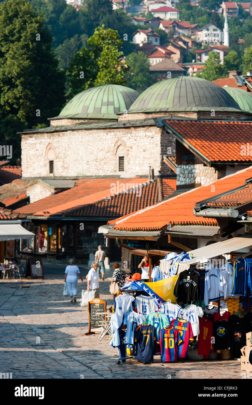 Bascarsija Moschee, Taube-Quadrat, Sarajevo, Bosnien und Herzegowina, Europa Stockfoto