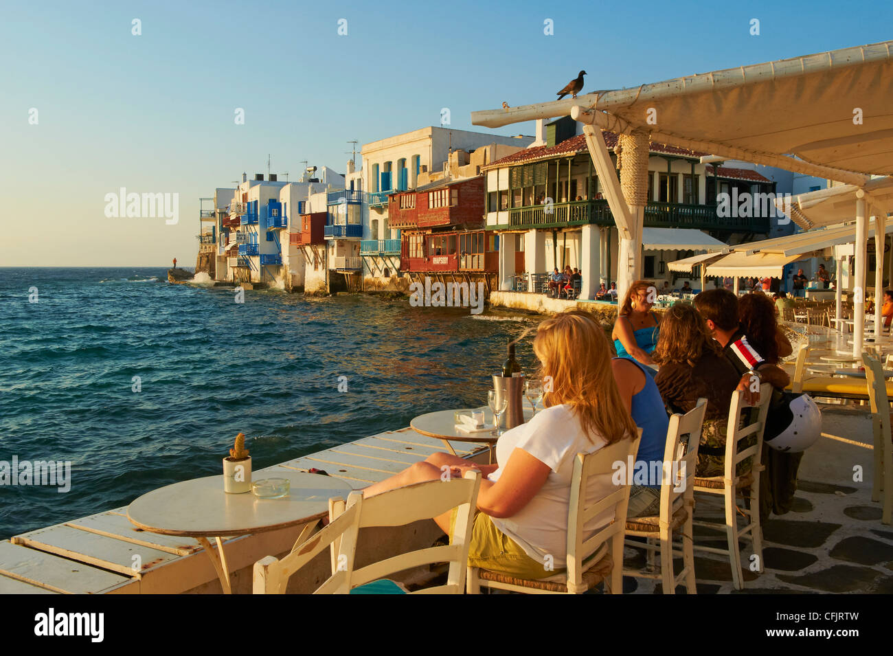Little Venice, Alefkandra Bezirk, der Chora (Chora), Mykonos, Kykladen, griechische Inseln, Ägäis, Griechenland, Europa Stockfoto