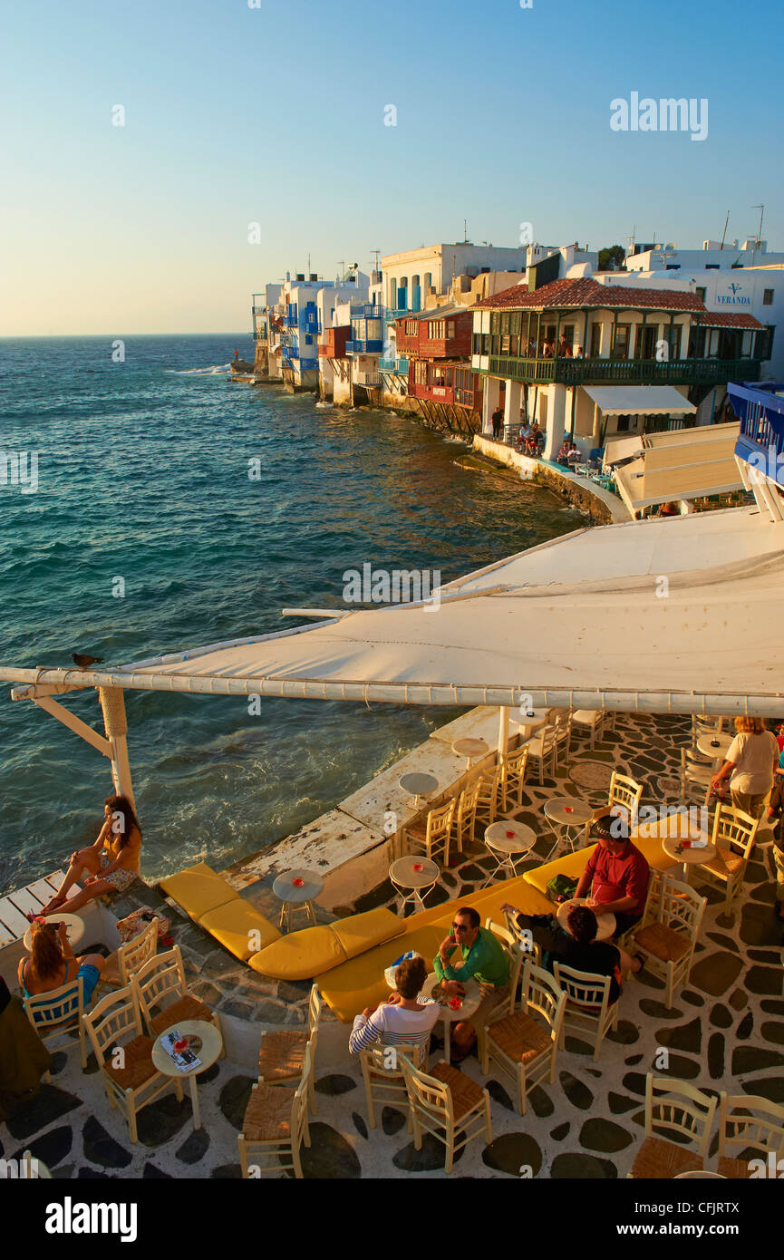 Little Venice, Alefkandra Bezirk, der Chora (Chora), Mykonos, Kykladen, griechische Inseln, Ägäis, Griechenland, Europa Stockfoto