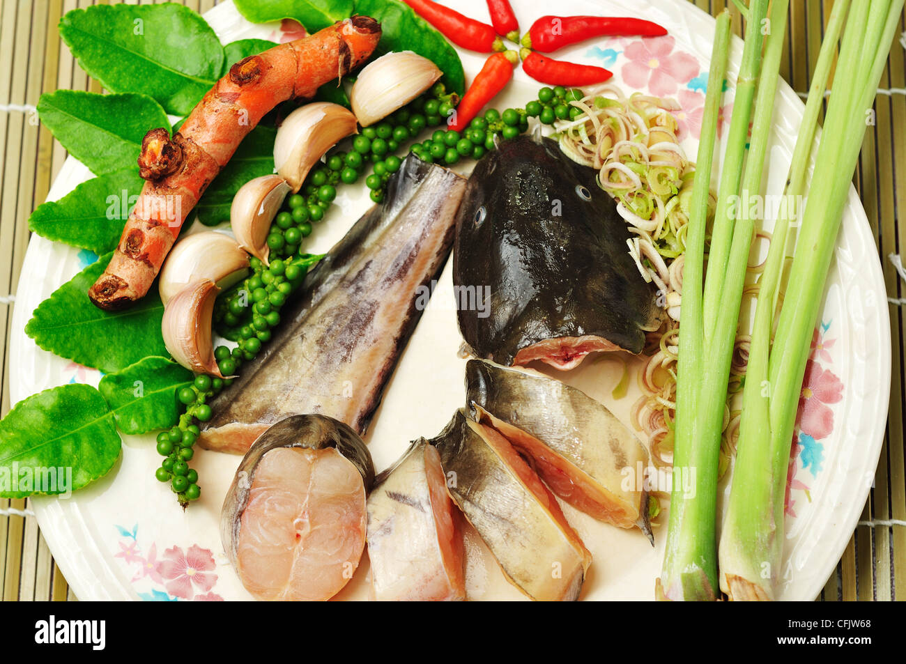 Zutaten für thailändisches Essen würzigen Katze Fisch Stockfoto