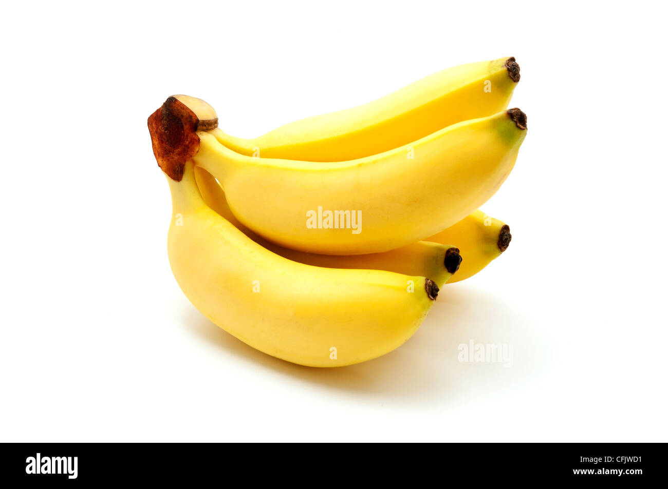 Lady Finger-Bananen auf einem weißen Hintergrund Stockfoto