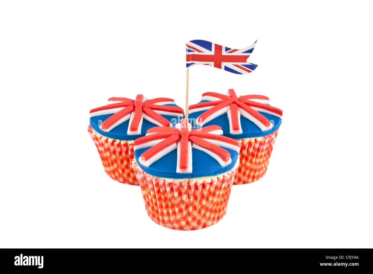 Union Jack-Flagge-Muffins Stockfoto