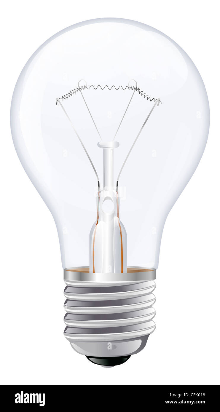 Ein Beispiel für eine weißglühende Glühlampe mit männlichen Schraubsockel Stockfoto