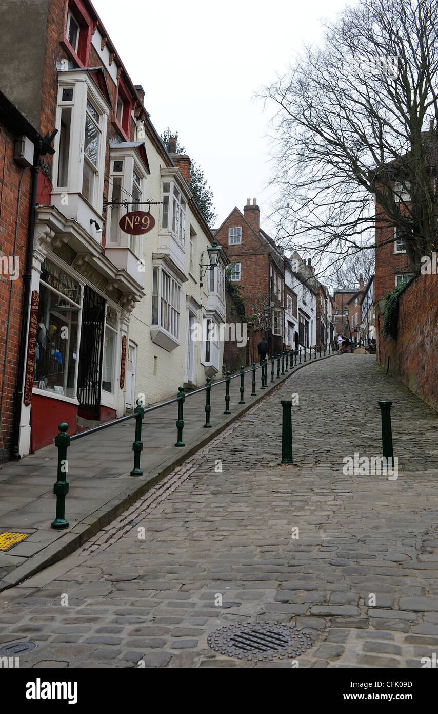 steile Hügel Lincoln England uk Preisträger für die beste Straße 2012 Stockfoto