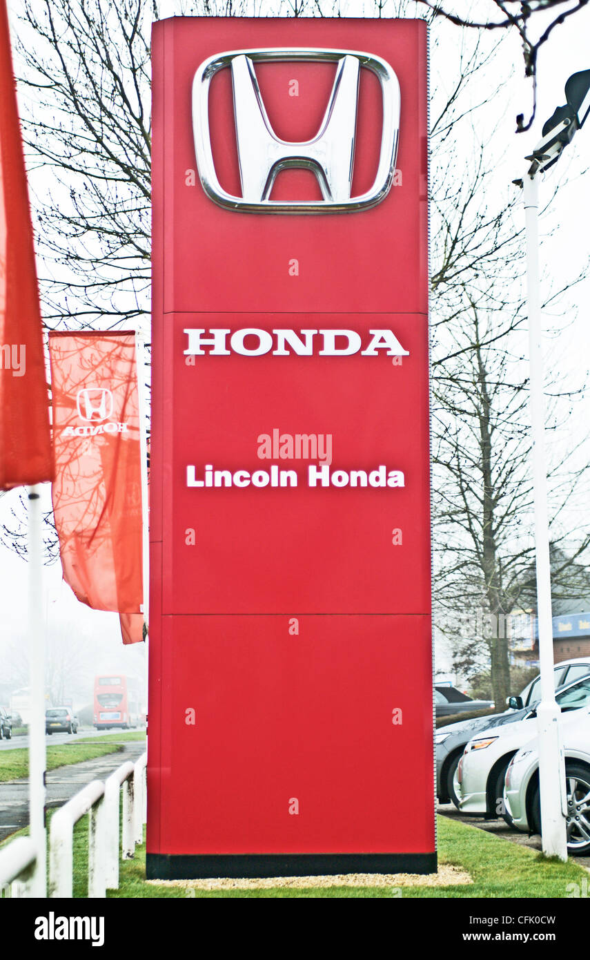 Eine Honda Autohaus Autokennzeichen, Lincoln UK Stockfotografie Alamy