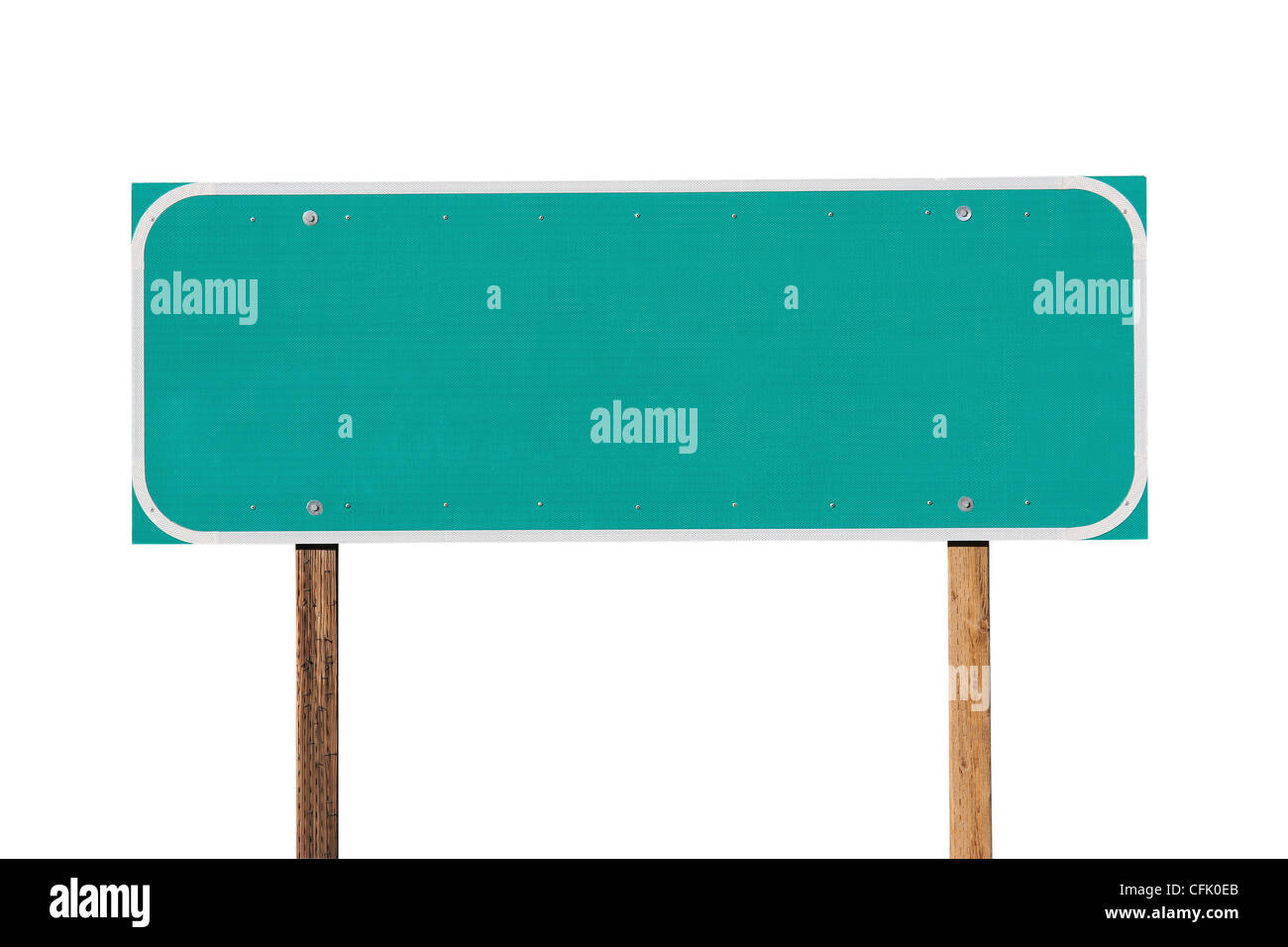 Leere grünen Autobahn Zeichen isoliert auf weiss. Stockfoto