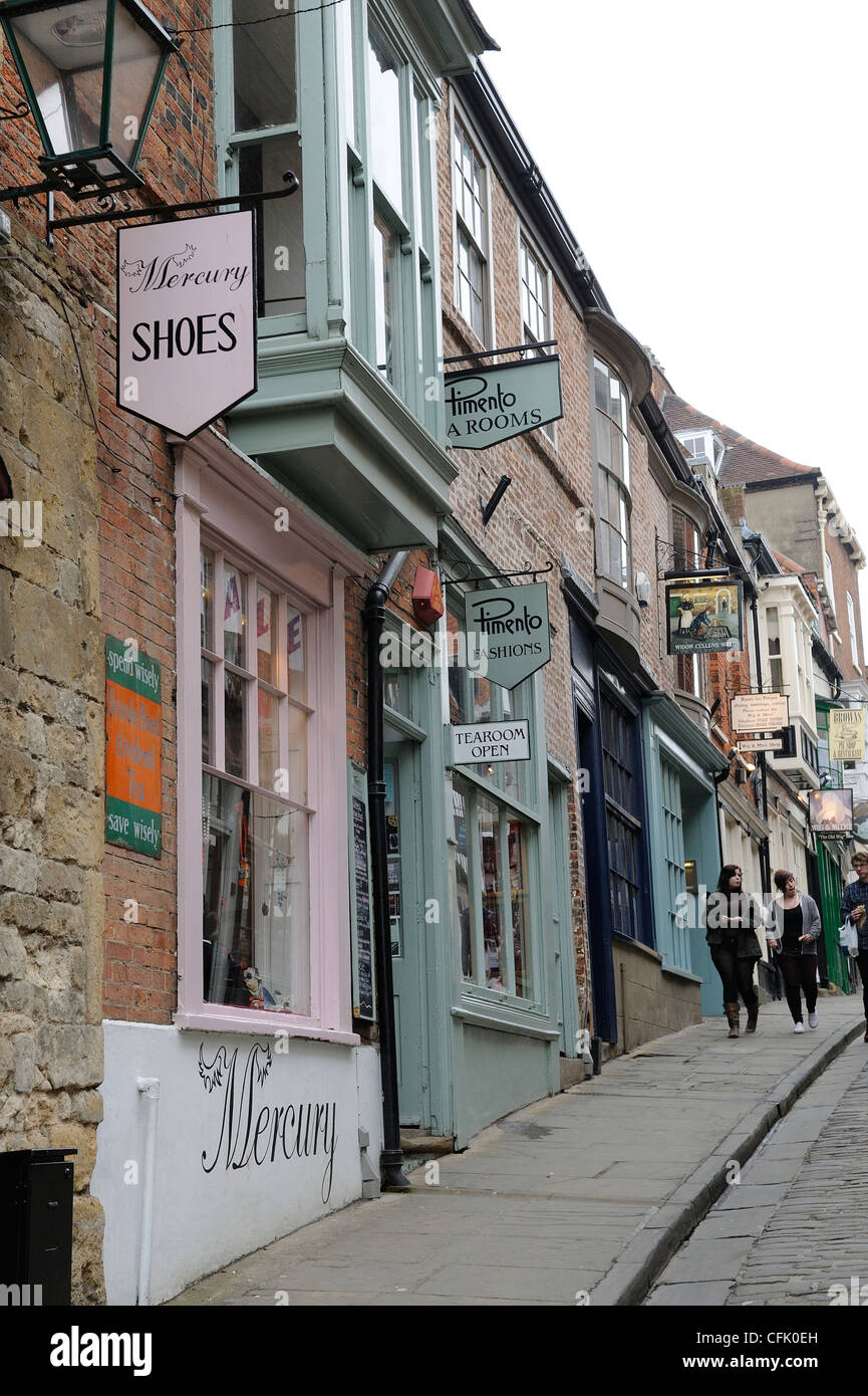 steile Hügel Lincoln England uk Preisträger für die beste Straße 2012 Stockfoto