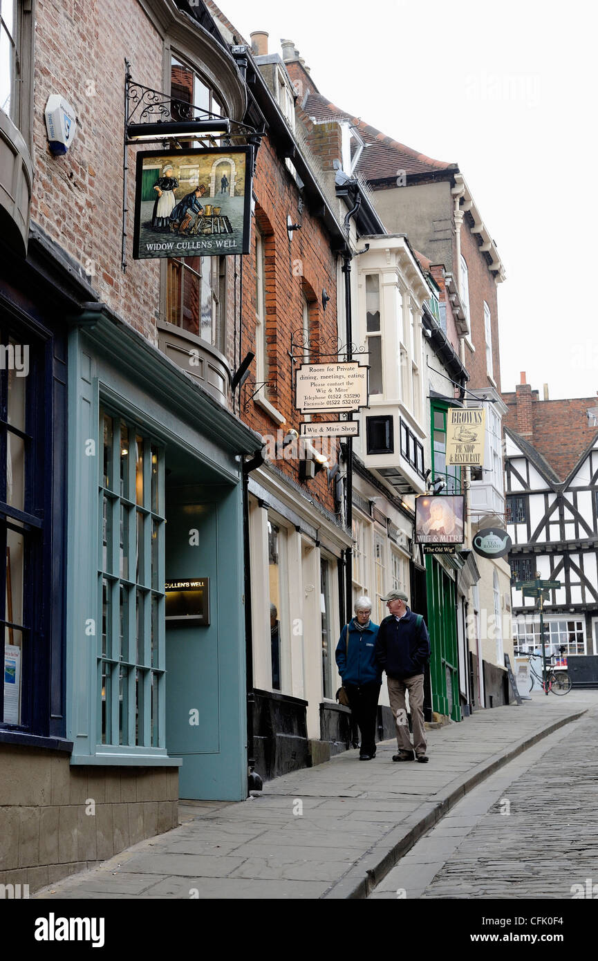 steile Hügel Lincoln England uk Preisträger für die beste Straße 2012 Stockfoto
