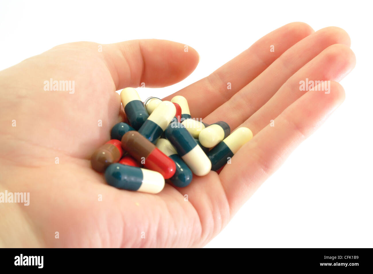 "Kapseln" Pillen Medizin in der hand Stockfoto