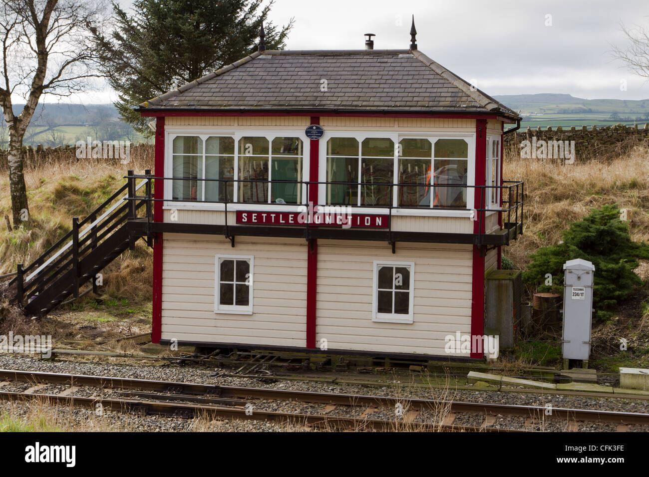 Settle Stellwerk - Settle Carlisle Eisenbahnlinie Stockfoto