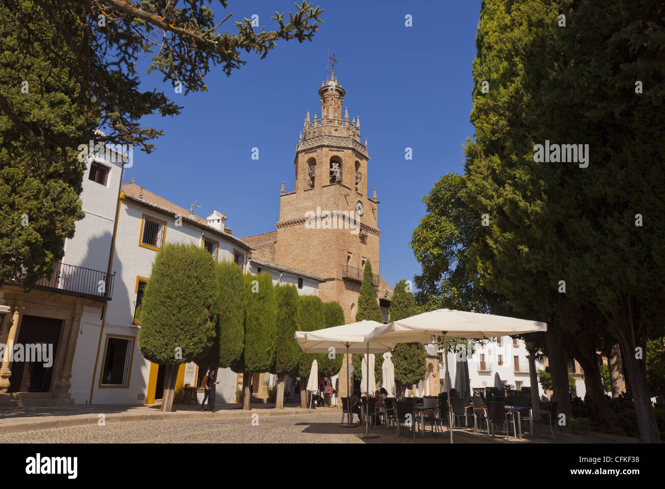 Kirche Santa Maria La Mayor, Plaza Duquesa de Parcent, Ronda, Provinz Malaga, Andalusien, Spanien Stockfoto