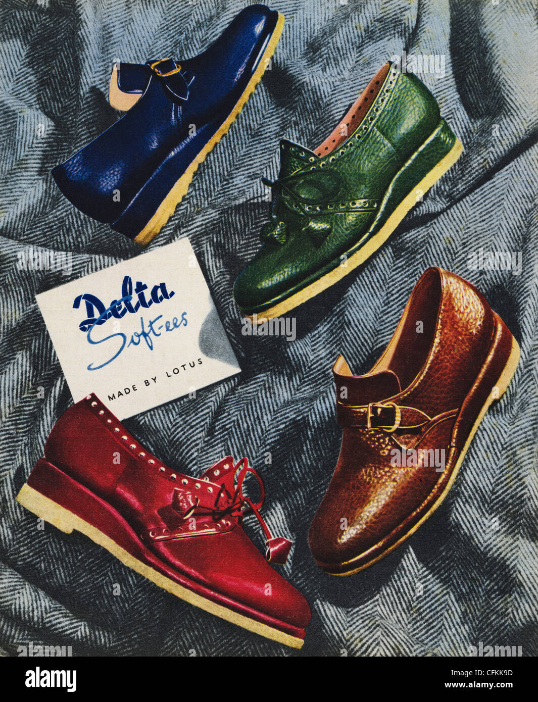Original Magazin Werbung der 1940er Jahre Ära Werbung LOTUS DELTA SOFT-EBS-Schuhe Stockfoto