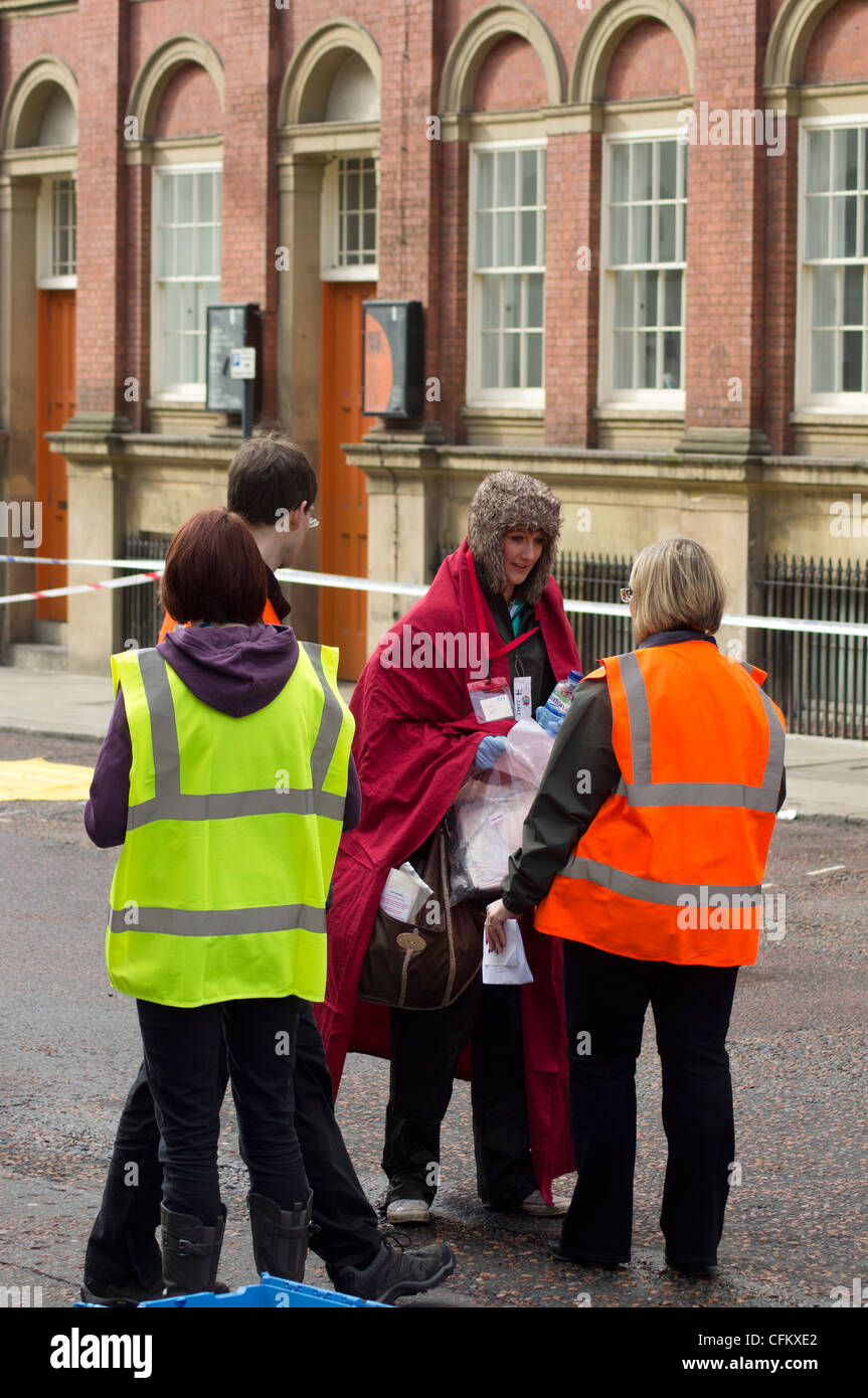 Katastrophe Training trainieren Sie im Stadtzentrum von Leeds Stockfoto