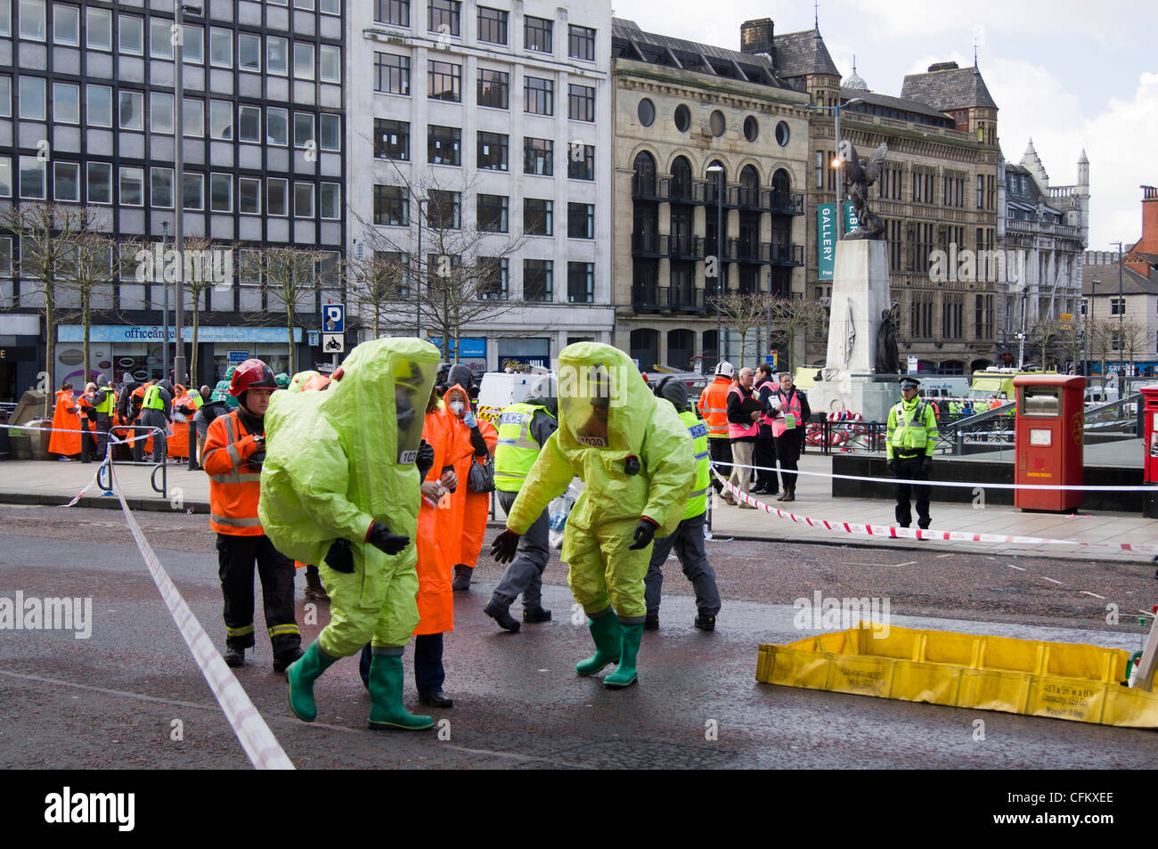 Katastrophe Training trainieren Sie im Stadtzentrum von Leeds Stockfoto