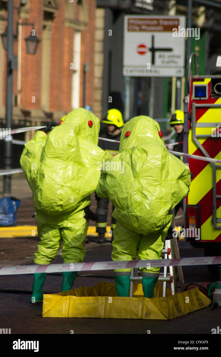 Katastrophe Training trainieren Sie im Stadtzentrum von Leeds Stockfoto
