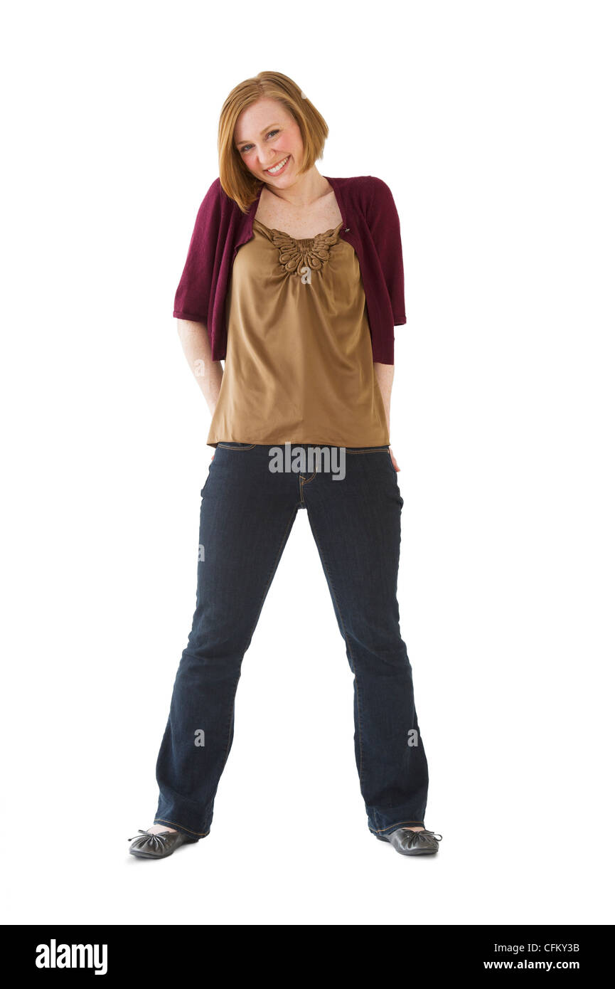Studioportrait Mitte erwachsenen Frau Stockfoto