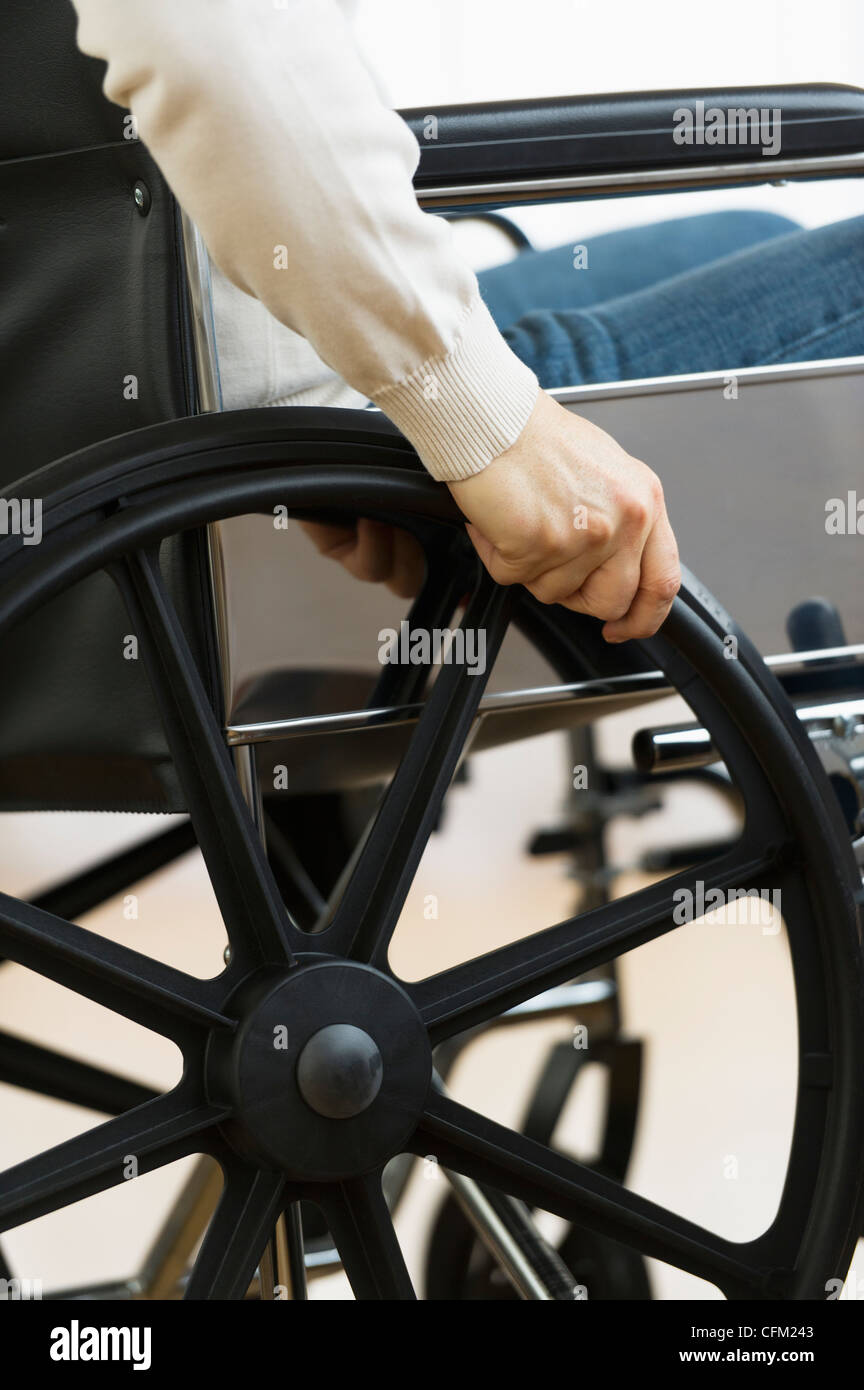 USA, New Jersey, Jersey City, Mann im Rollstuhl Stockfoto