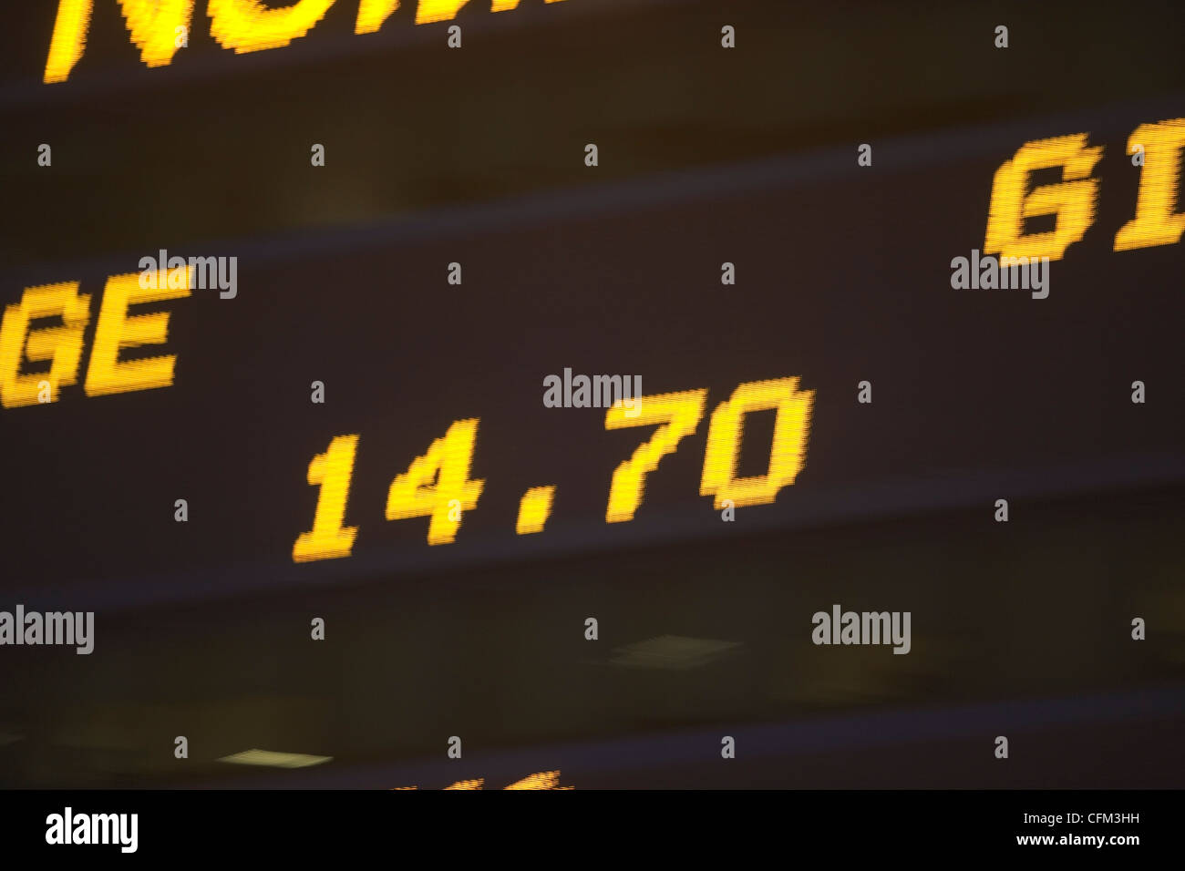 USA, Staat New York, New York City Times Square, Lager Quotron, close-up der Ticker Tape Machine Stockfoto