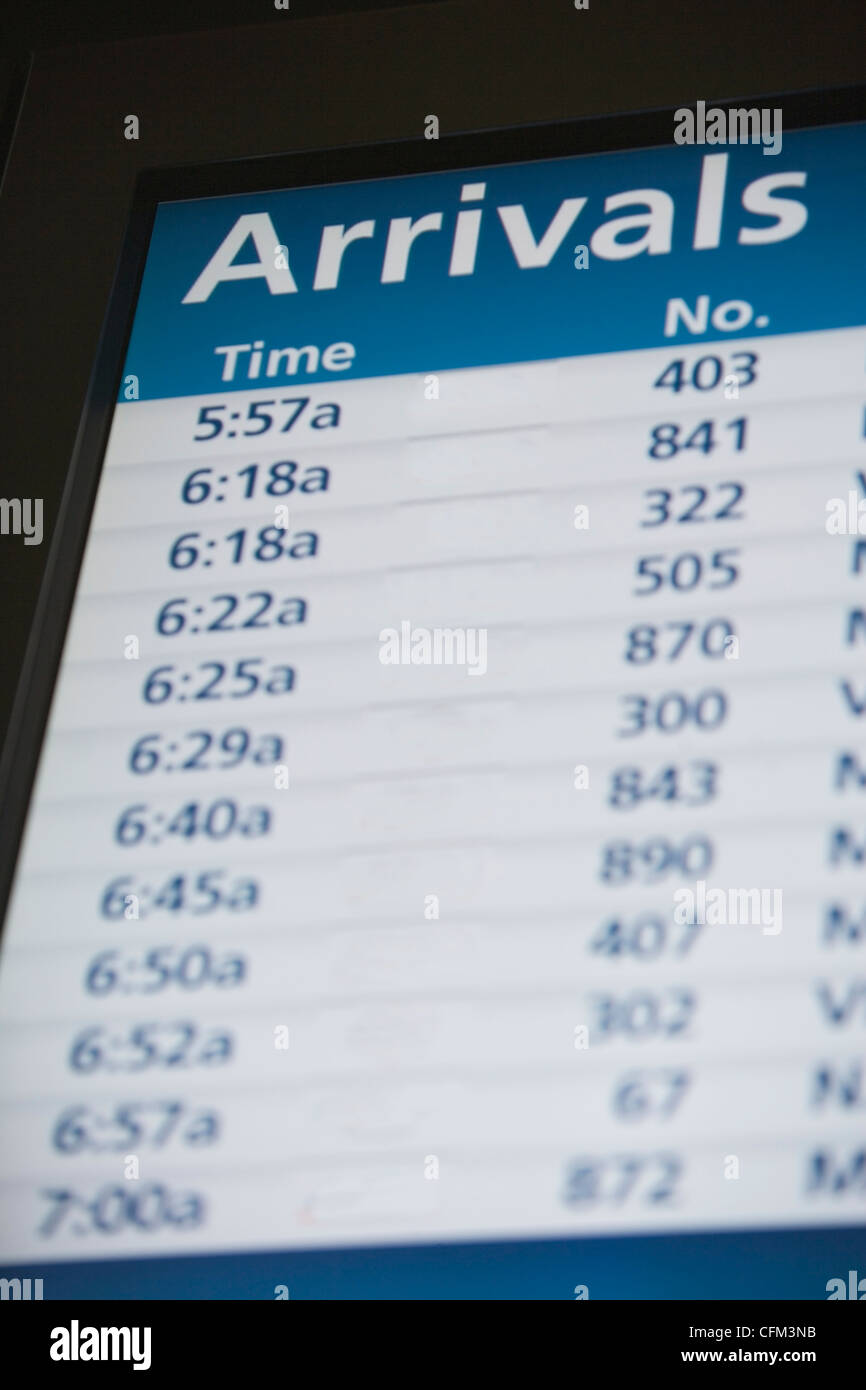 USA, Washington DC, Nahaufnahme von an- und Abreise board Stockfoto