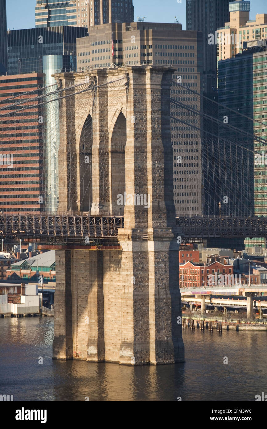 USA, New York State, New York City, close-up der Brooklyn Bridge Stockfoto