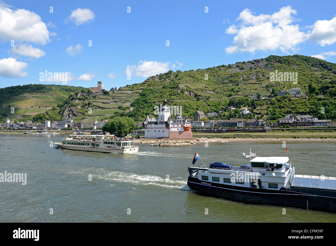 Burg Pfalzgrafenstein, Kaub, Burg Gutenfels, Rheintal, Rheinland-Pfalz, Deutschland, Europa Stockfoto