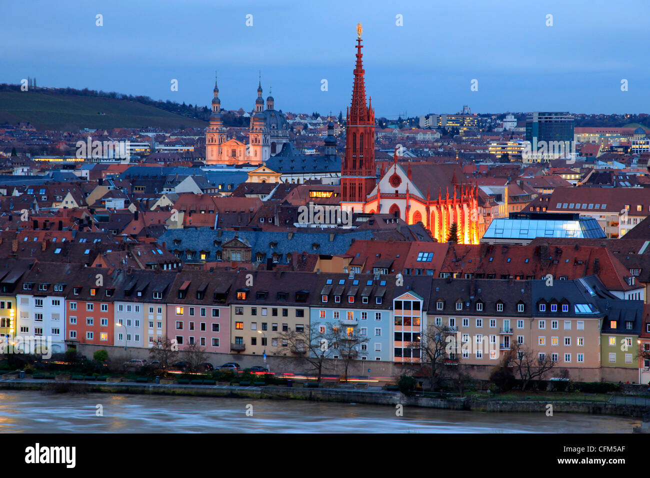 Altstadt mit Dom und alte Mainbrücke, Würzburg, Franken, Bayern, Deutschland, Europa Stockfoto