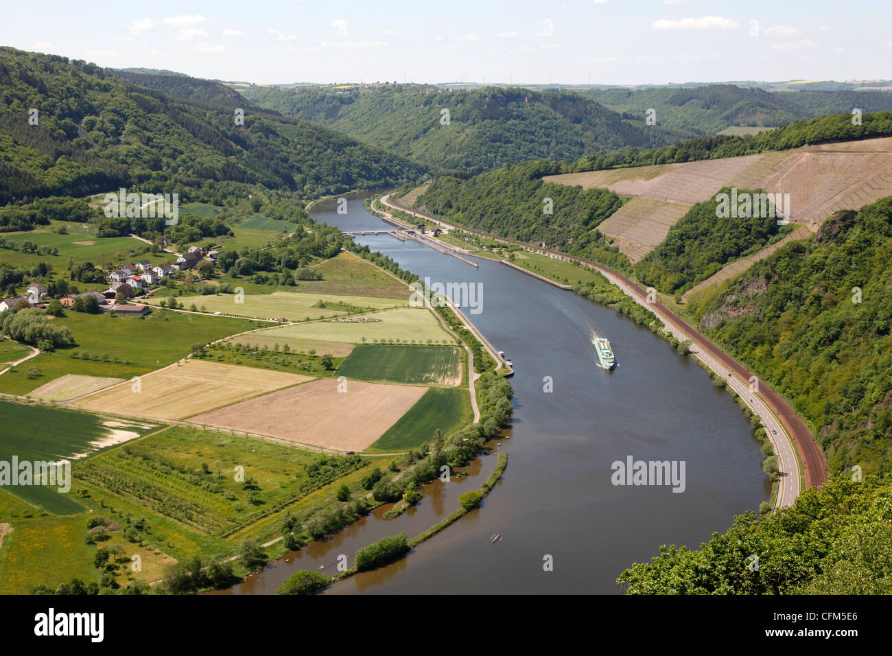 Fluss Saar in der Nähe von Taben-Hamm, Rheinland-Pfalz, Deutschland, Europa Stockfoto