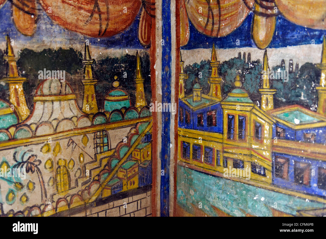 Kairo. Ägypten. Bunte Wandmalerei in der Schrein in der osmanischen Stil Moschee von Suleiman Pascha al-Khadim an der Saladin Stockfoto