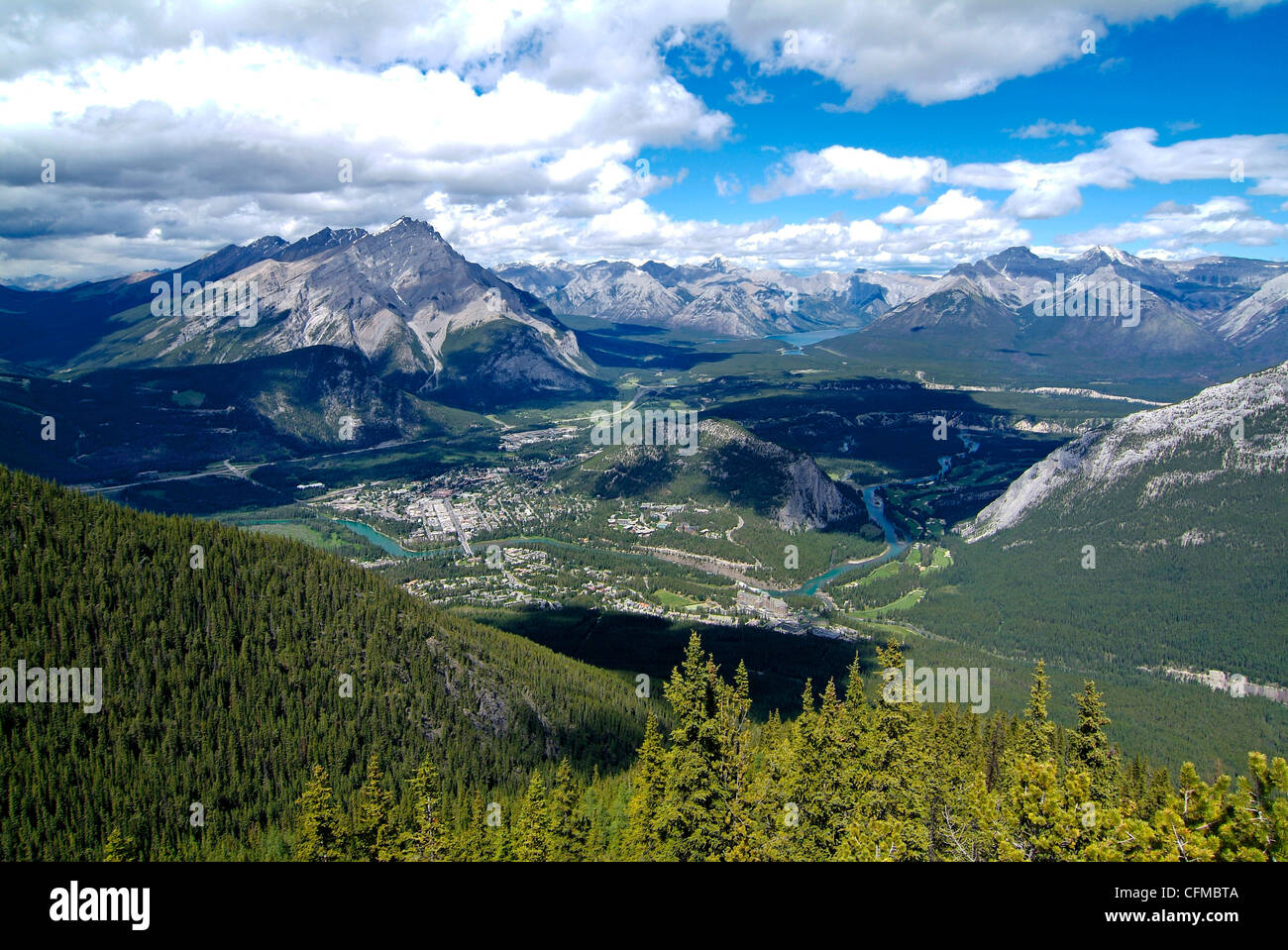 Blick vom Sulphur Mountain, Banff, Alberta, Rocky Mountains, Kanada, Nordamerika Stockfoto
