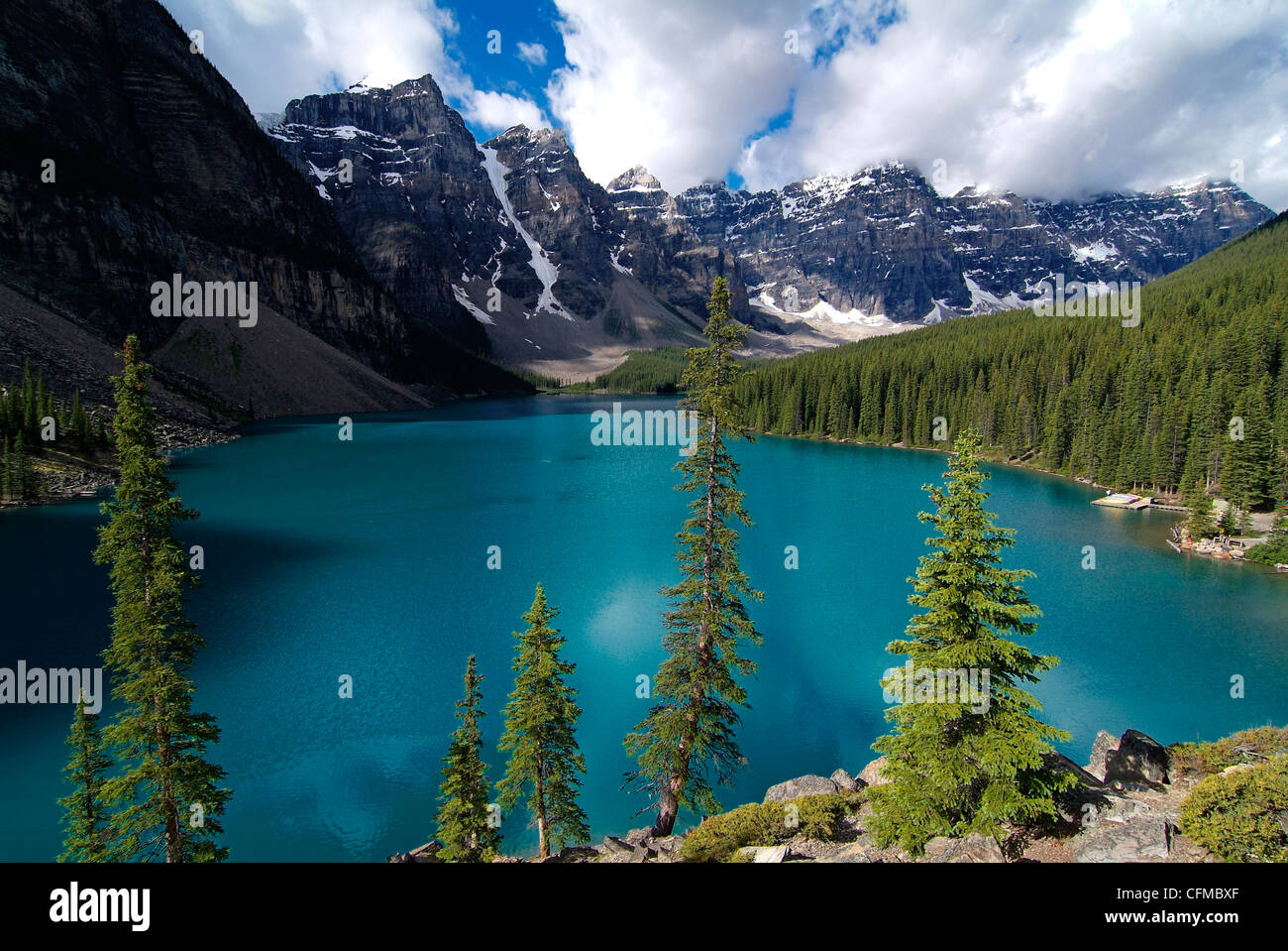 Moraine Lake, Alberta, Rocky Mountains, Kanada, Nordamerika Stockfoto
