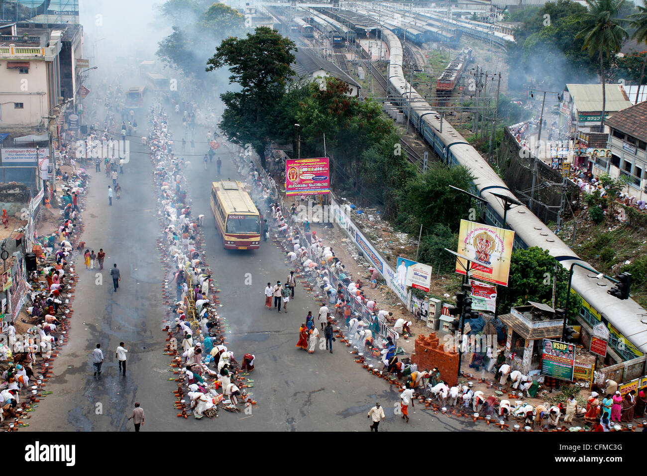 Szene aus Attukal Pongala Festival, Trivandrum, Indien Stockfoto