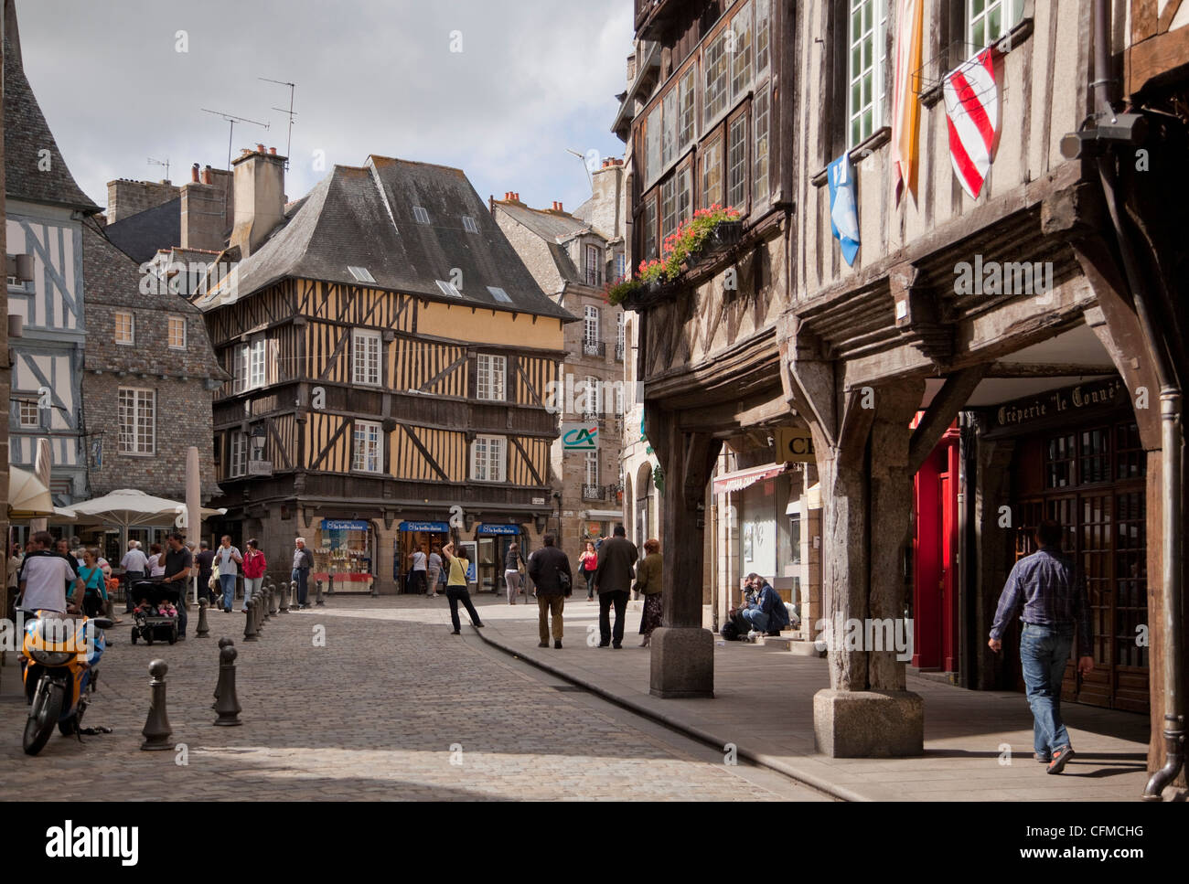 Mittelalterlichen Ortskern, Dinan, Bretagne, Frankreich, Europa Stockfoto