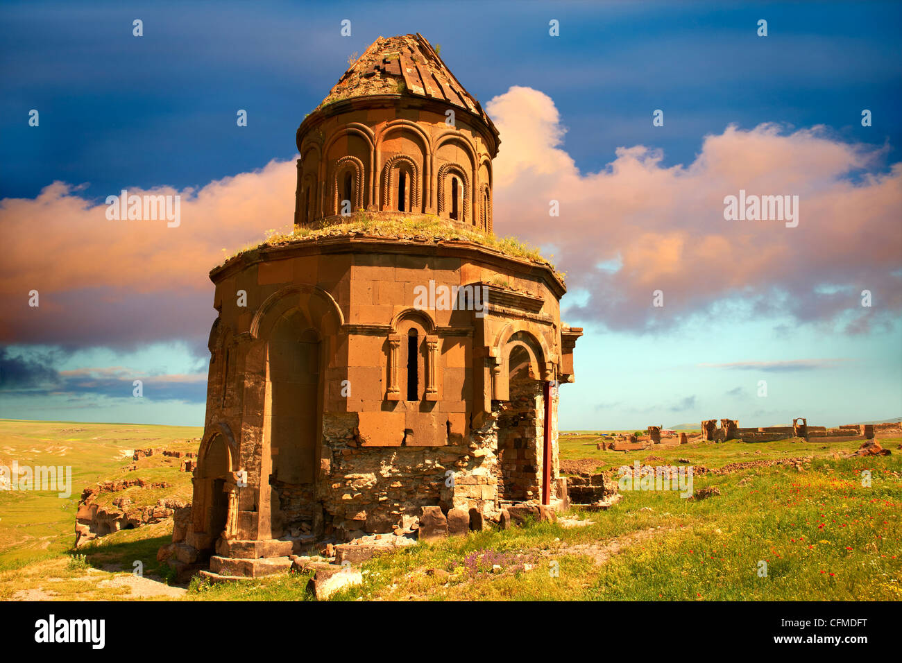 Die armenische Kirche St. Gregory des Abughamrents, Ani archäologische Ort an der alten Seidenstraße, Kars, Anatolien, Türkei Stockfoto