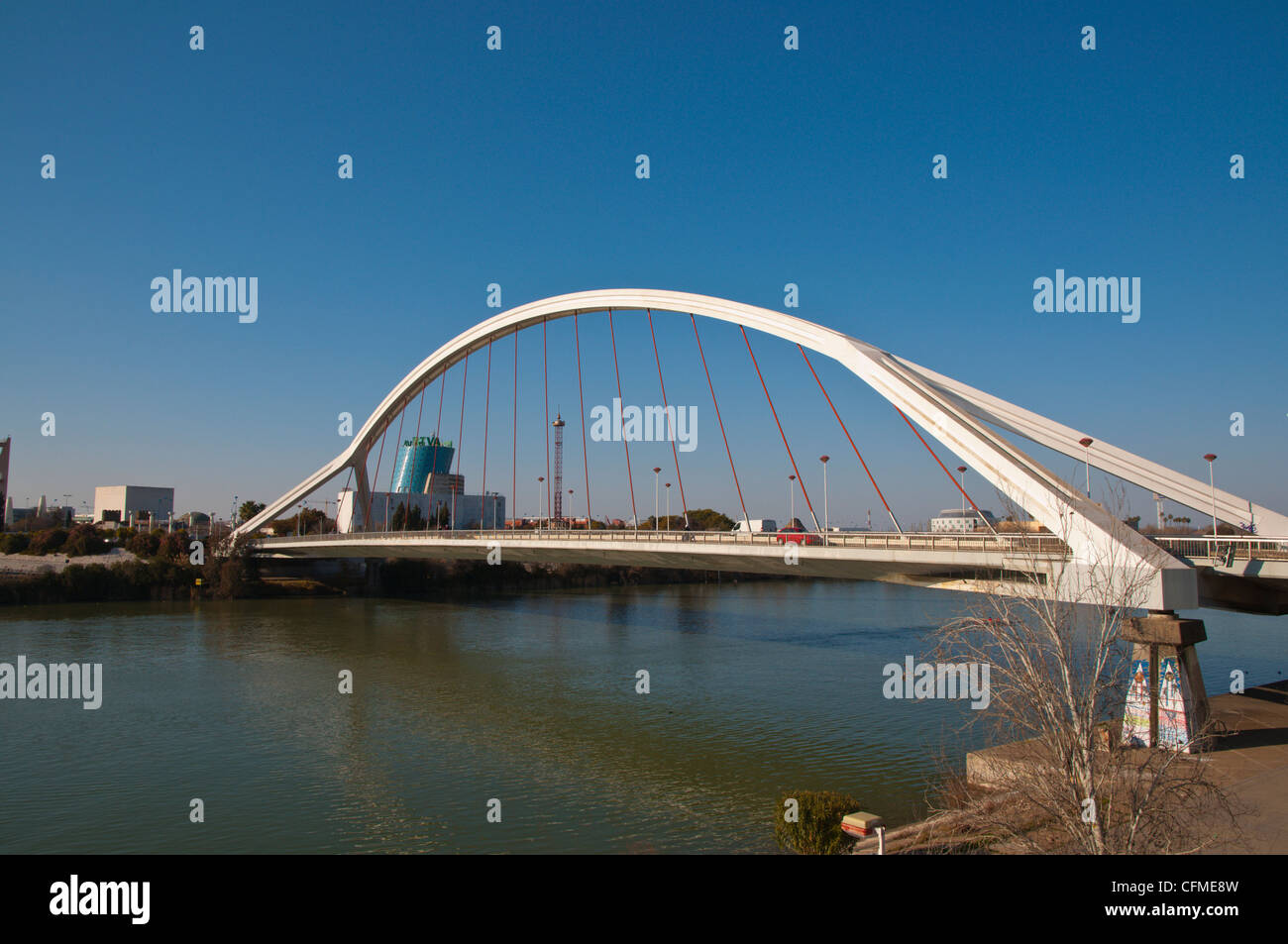 Puente De La Barqueta-Brücke Sevilla Andalusien Spanien Stockfoto