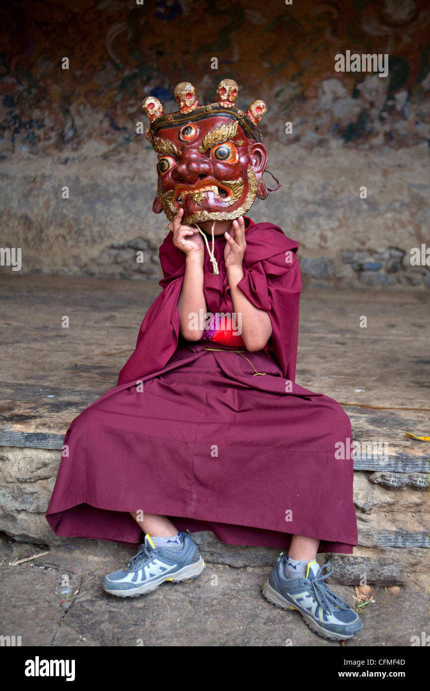 Junge buddhistische Mönch, Jakar, Bumthang, Bhutan, Asien Stockfoto