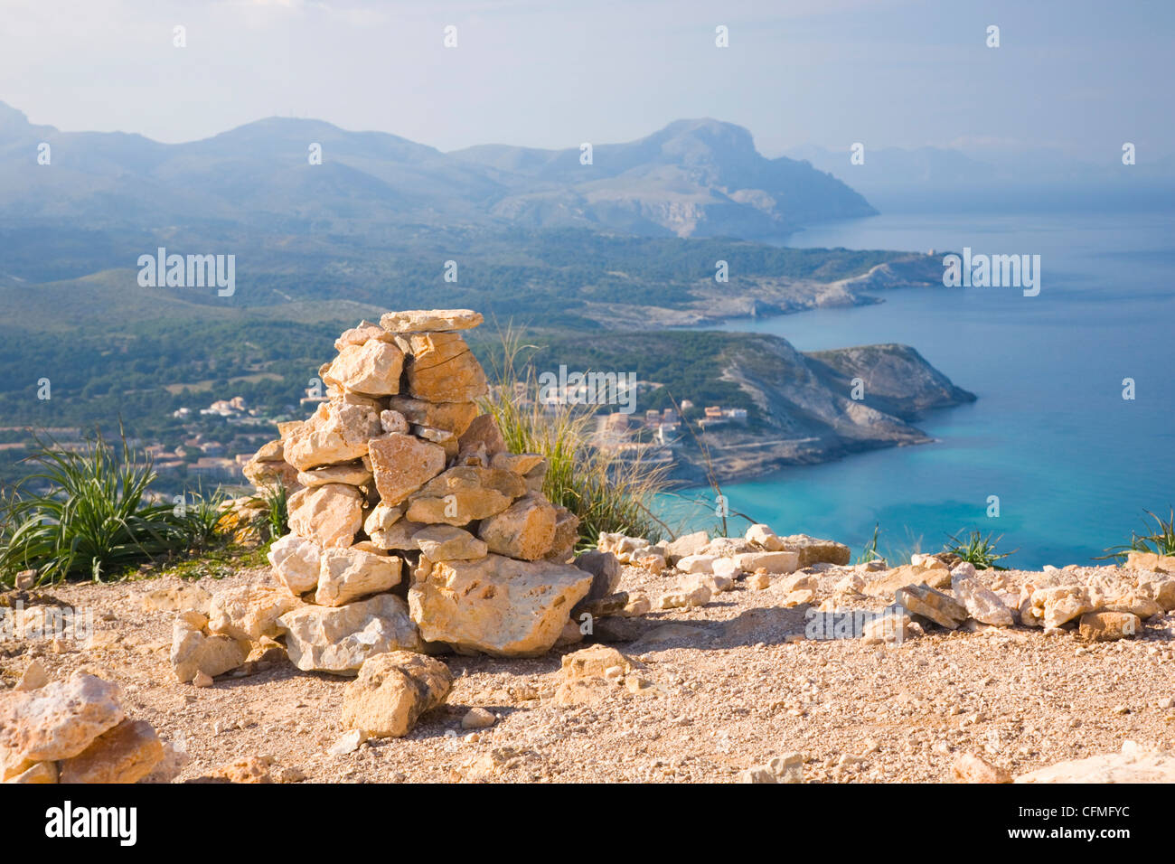 Blick nach Westen vom Talaia de Son Jaumell, Spanien, Mittelmeer, Europa Stockfoto