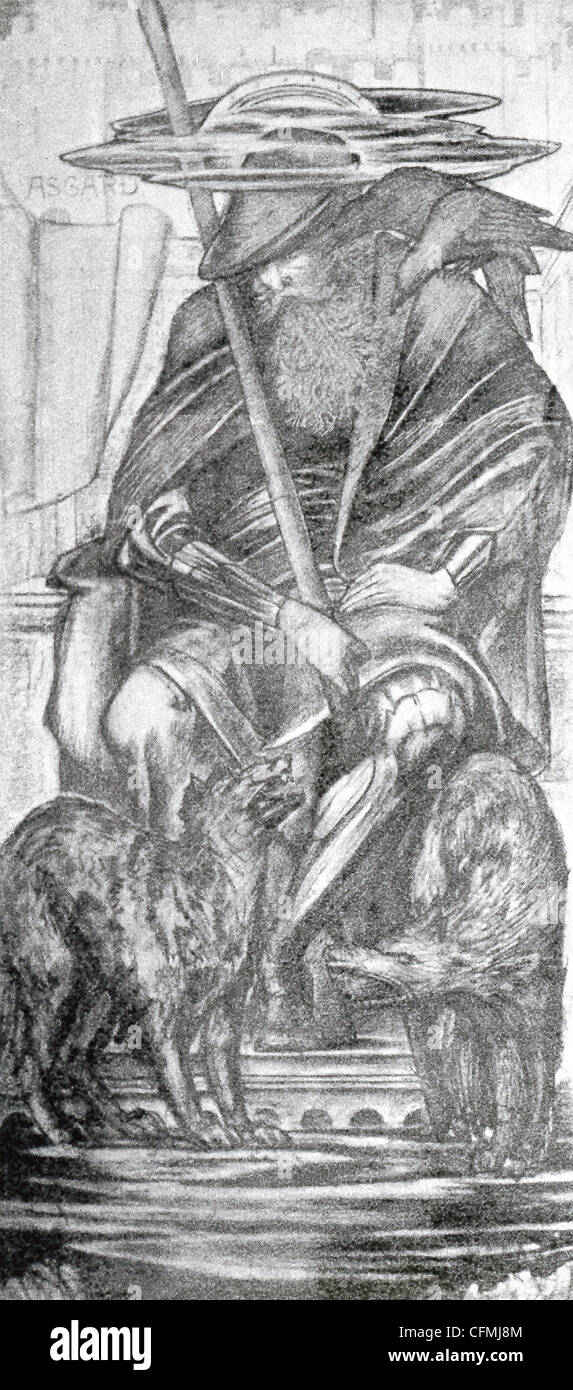 Nach der nordischen Mythologie war Odin einer der wichtigsten Götter und Herrscher über Asgard (das Land oder die Hauptstadt der nordischen Götter). Stockfoto