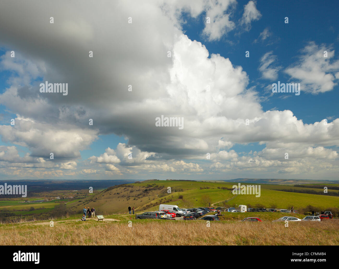 Ditchling Beacon, Parkplatz. Stockfoto