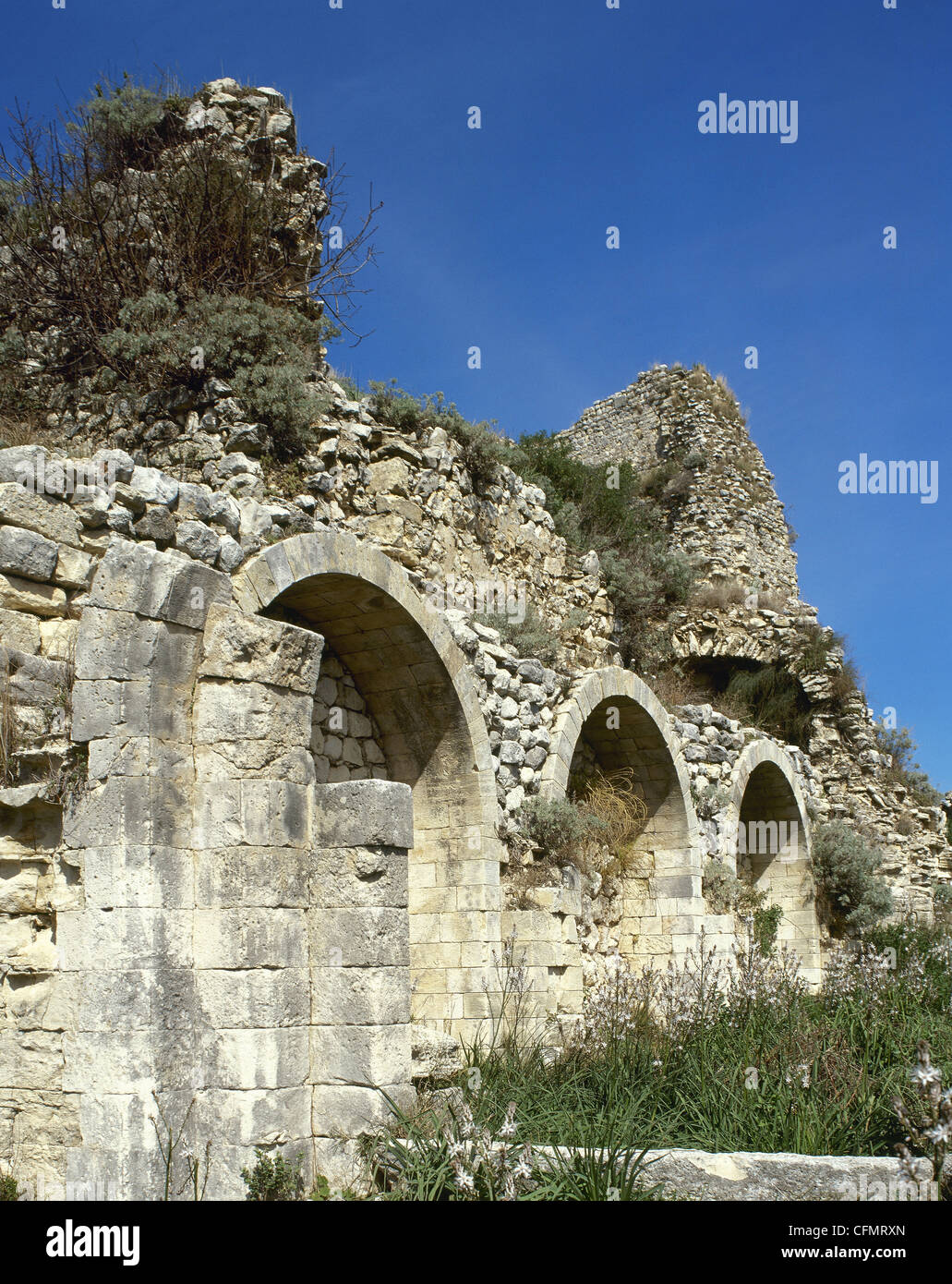 Syrien. Kreuzritterkirche innerhalb der Zitadelle von Salah Ed-Din und Saladin Burg. In der Nähe von Latakia. Weltkulturerbe der UNESCO. Stockfoto