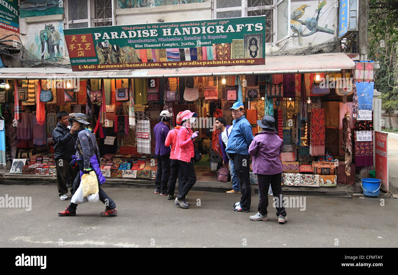 Chinesische Touristen in Thamel in Kathmandu-Nepal Stockfoto