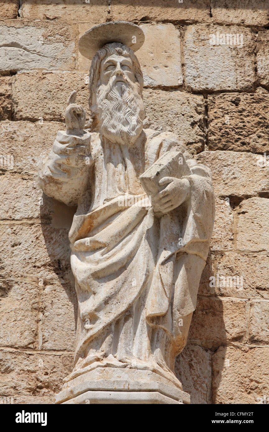 Gott der Vater, Portal der Franziskanerkirche der Minderbrüder, Kirche St. Saviour in Dubrovnik. Kroatien Stockfoto