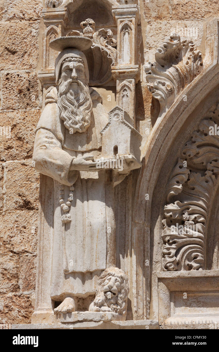 St-Blaise Schutzpatron von Dubrovnik, Portal der Franziskanerkirche der Minderbrüder, Kirche St. Saviour. Kroatien Stockfoto