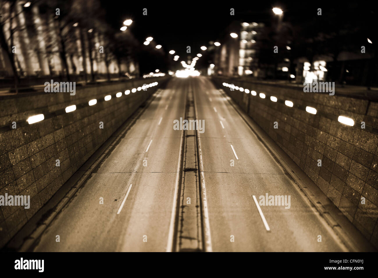 Prinzregentenstraße nachts mit Tilt-Shif Objektiv Stockfoto
