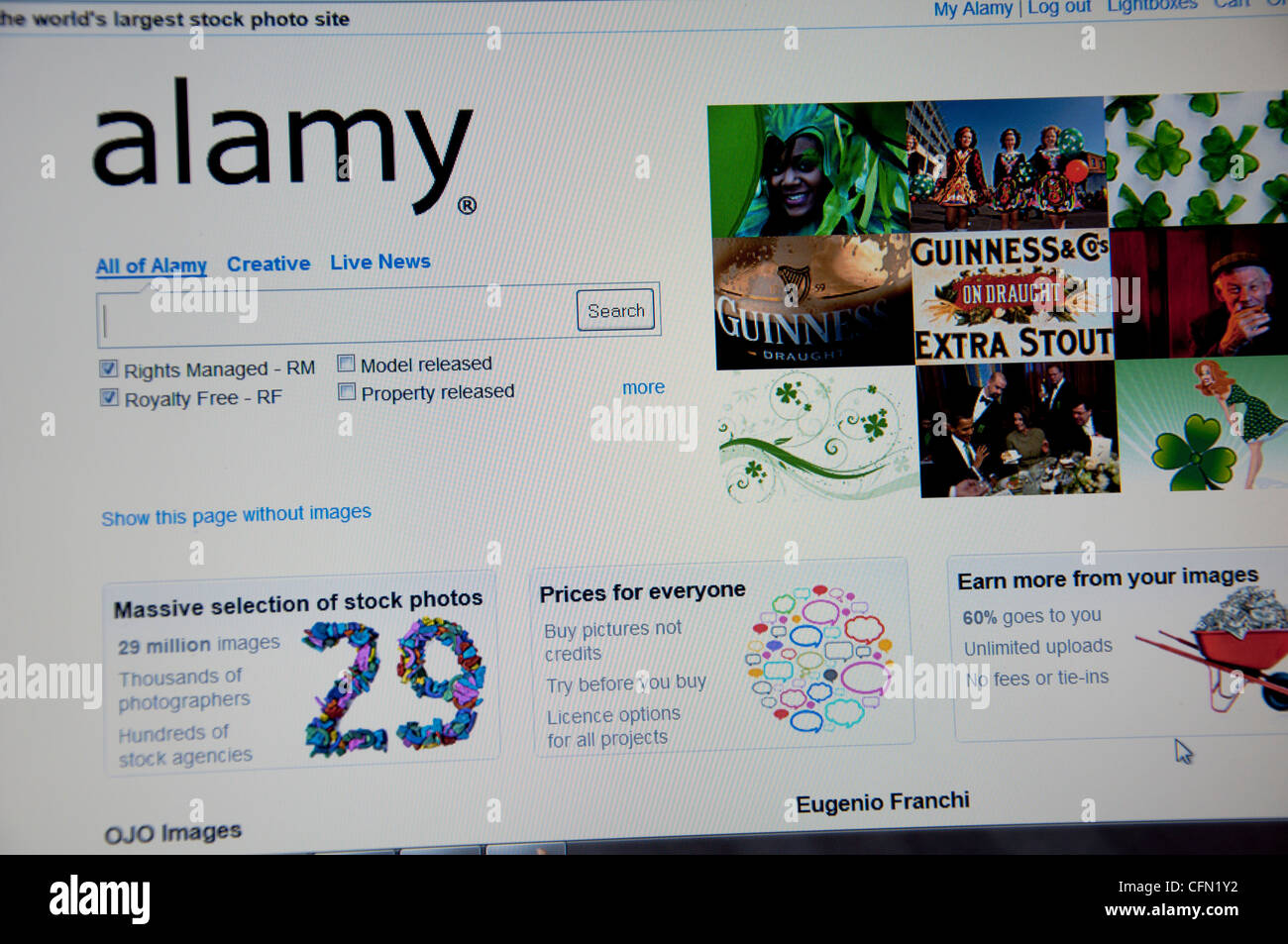 Alamy Webseite screenshot Stockfoto