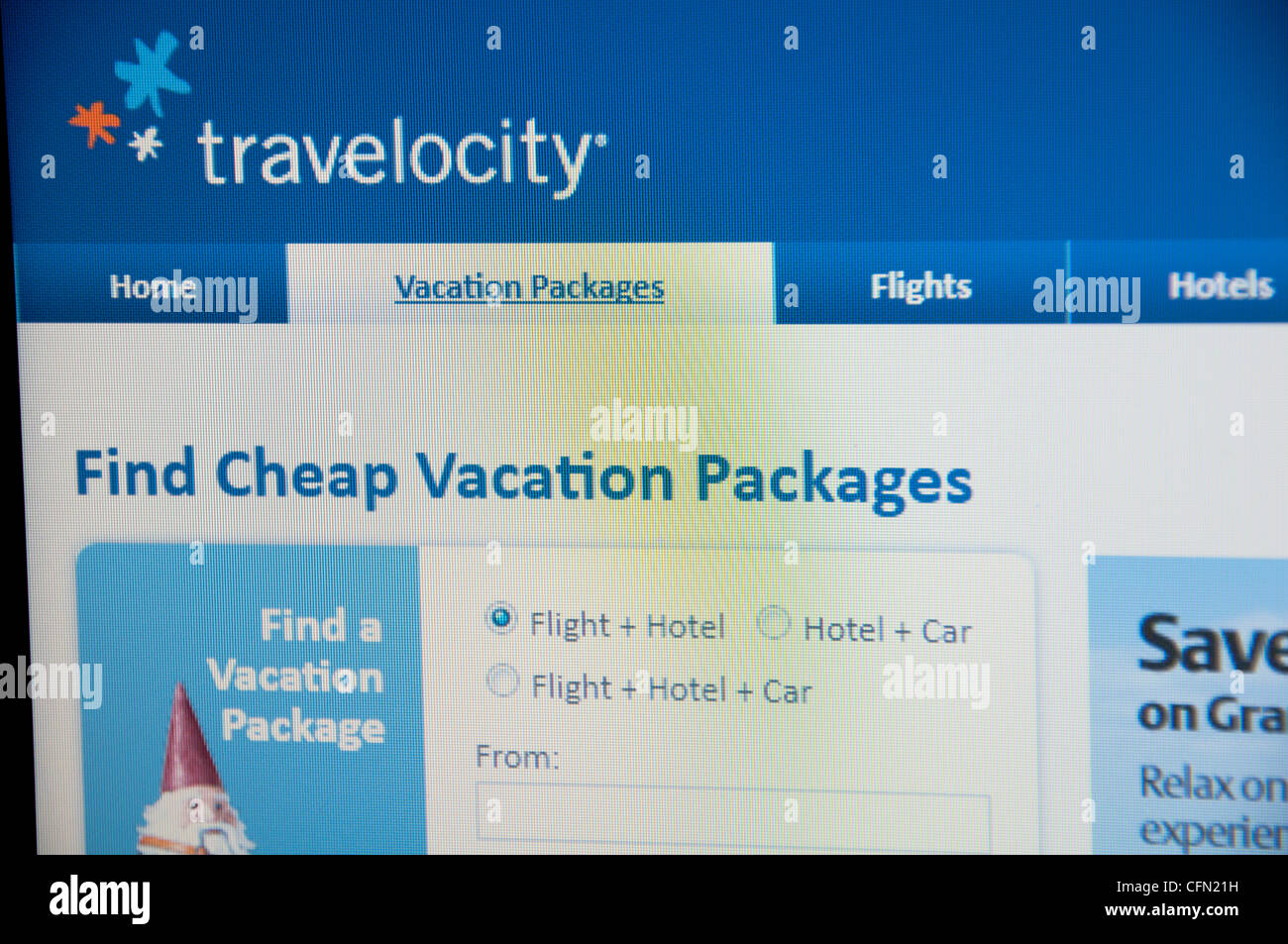 Travelocity Website screenshot Stockfoto