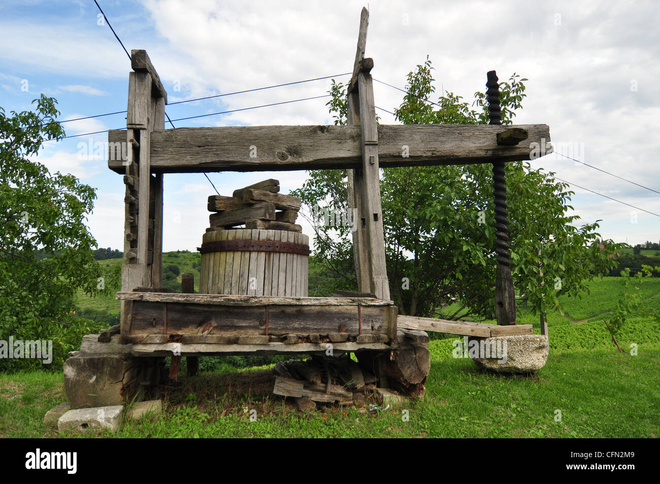 Wein-Schneckenpresse Stockfoto