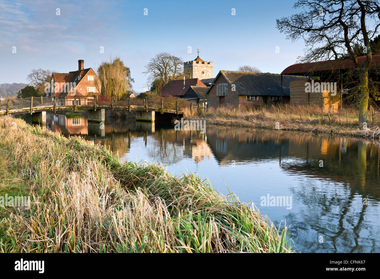 Avon bei Britford Stockfoto