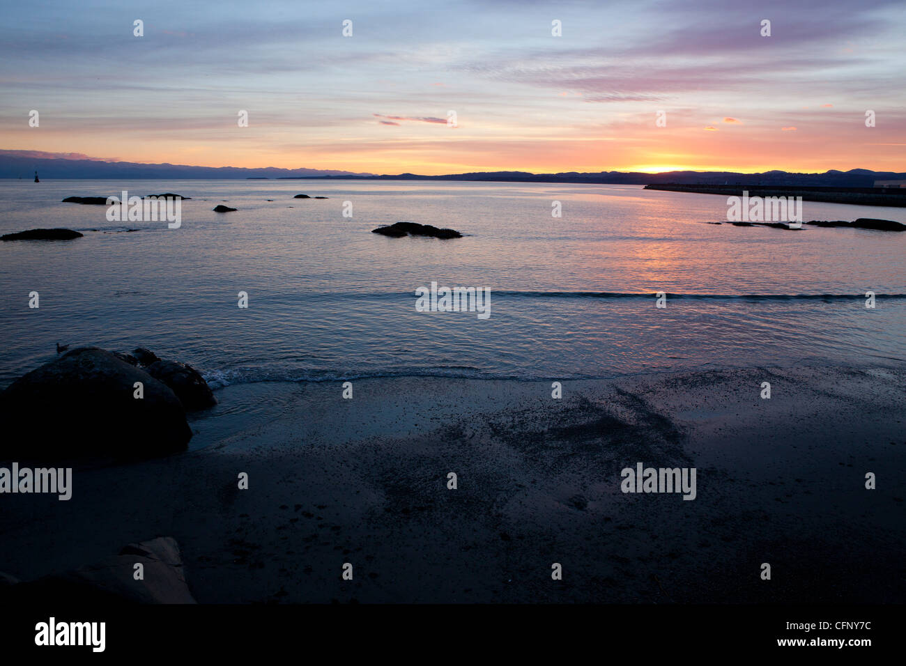 Sonnenuntergang am Ogden Point in Victoria, British Columbia, Kanada Stockfoto
